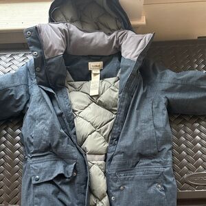 L.L. Bean Women's Hooded Quilted Parka - Denim Blue